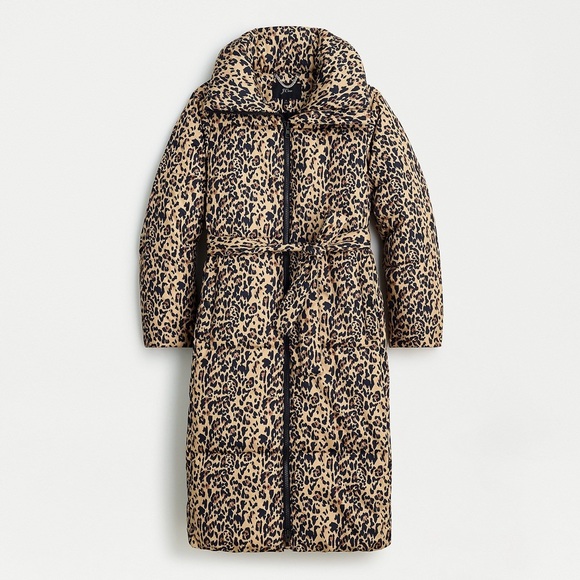J crew leopard long belted.puffer with prima.loft - Picture 3 of 6